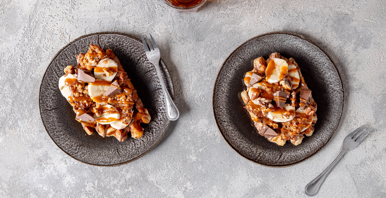 Luikse wafel met banaan en chocolade