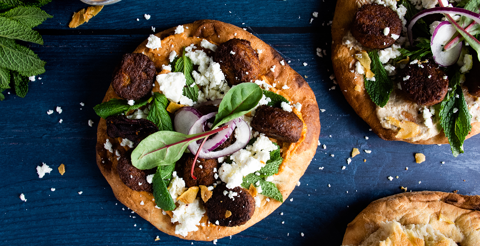 Flatbread met falafel