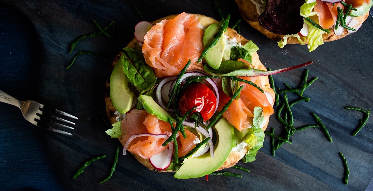 Flatbread met gerookte zalm