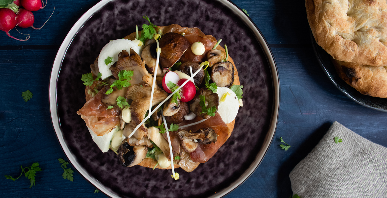 Flatbread met paddenstoelen