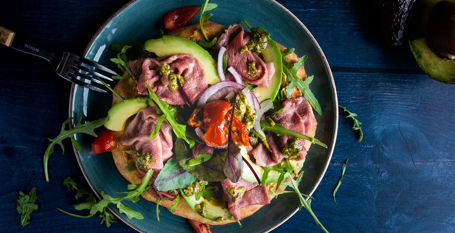 Flatbread met rosbief