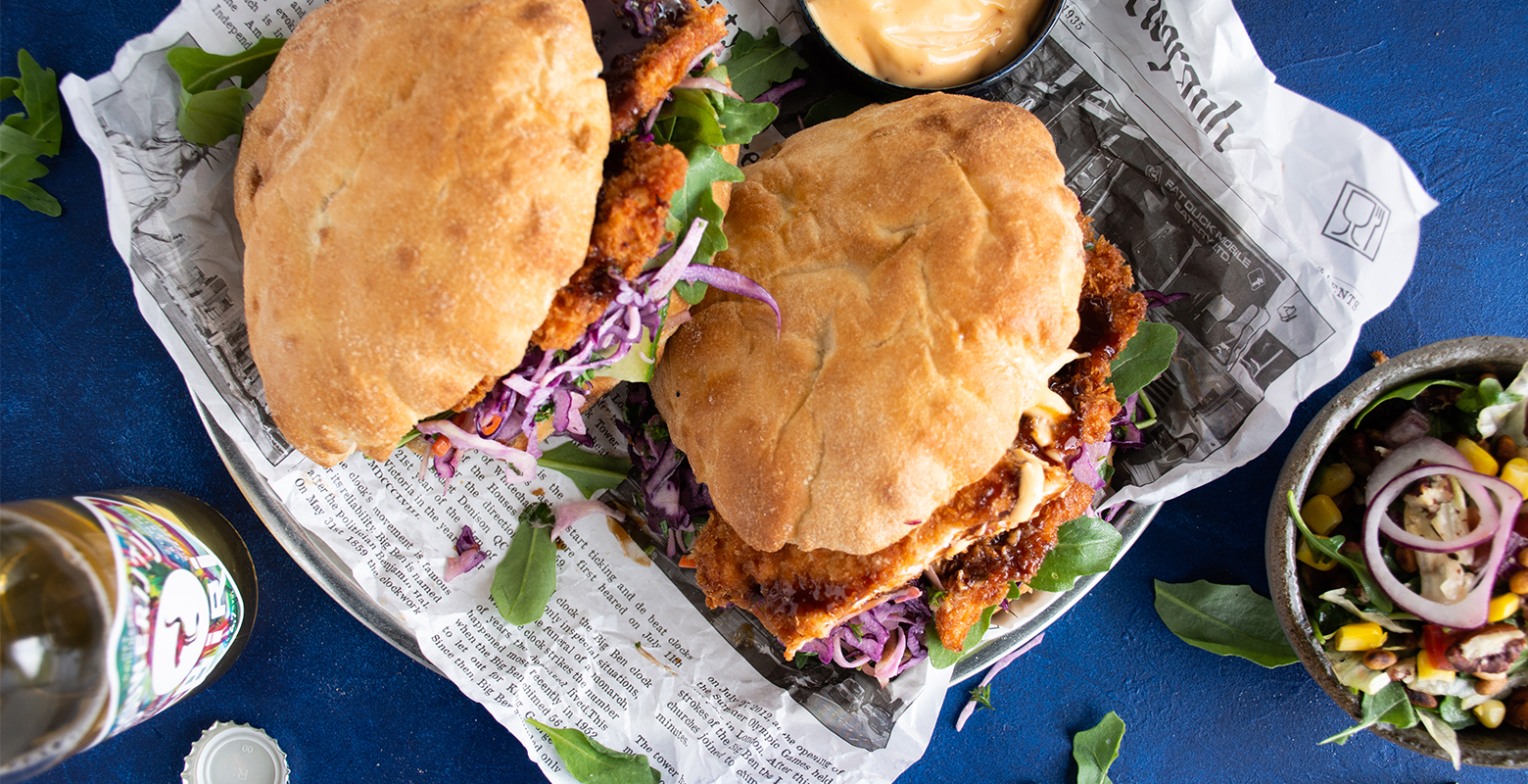 Pitabread met fried chicken